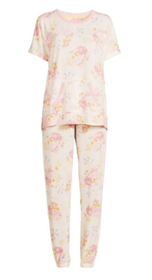 SECRET TREASURES Womens 3 Piece Pajama Set and Cosmetic Bag Size Large 12-14 New