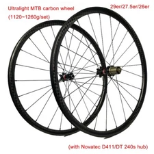 Ultralight 29/27.5/26'' Carbon Mountain Bike Wheelset Clincher Tubeless 24X24mm