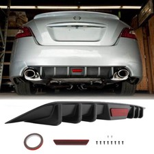 Black Car Rear Diffuser Lower Bumper 6-fin Chin Wing Lips For Nissan Maxima S Sv