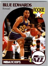 1990-91 THE OFFICIAL NBA BASKETBALL CARD BLUE EDWARDS ROOKIE CARD RC UTAH JAZZ