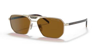 PRADA 58YS 57 ZVNTY1 Polarized Sunglasses Gold/Brown 57