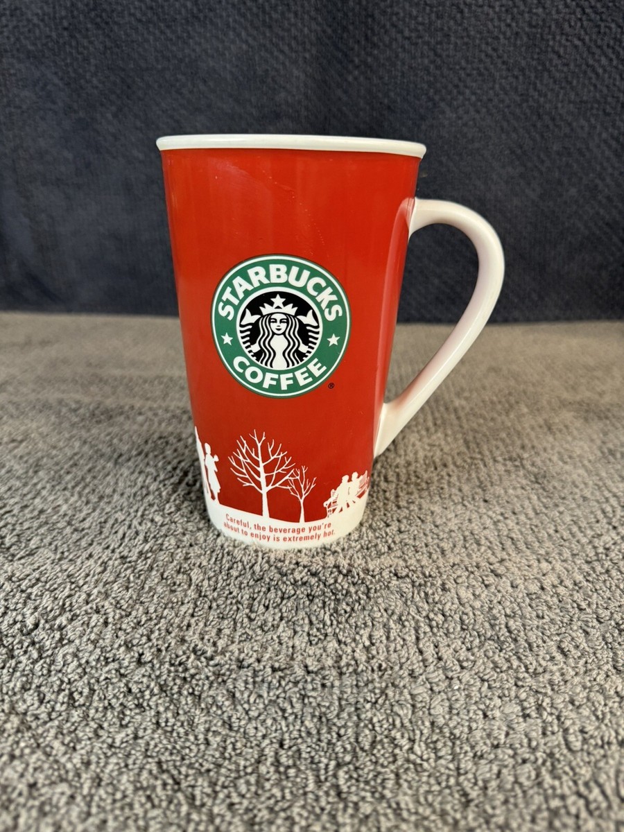 Starbucks Holiday 2006 Christmas Winter Red & White Tall Coffee Mug 16 oz