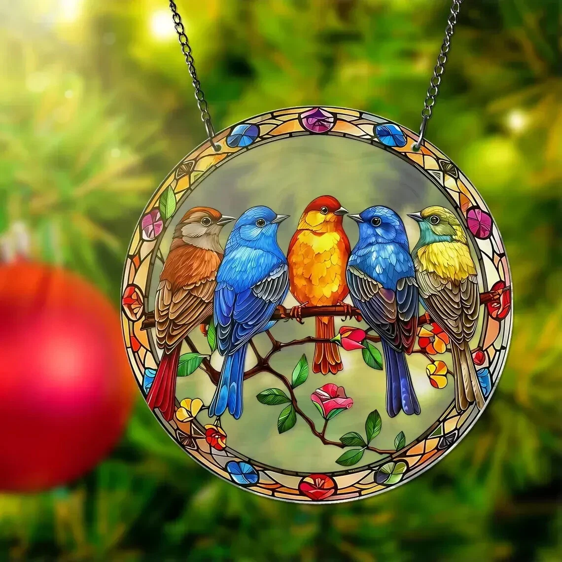 Hummingbird Stained Glass Suncatcher, Window Hanging Decor