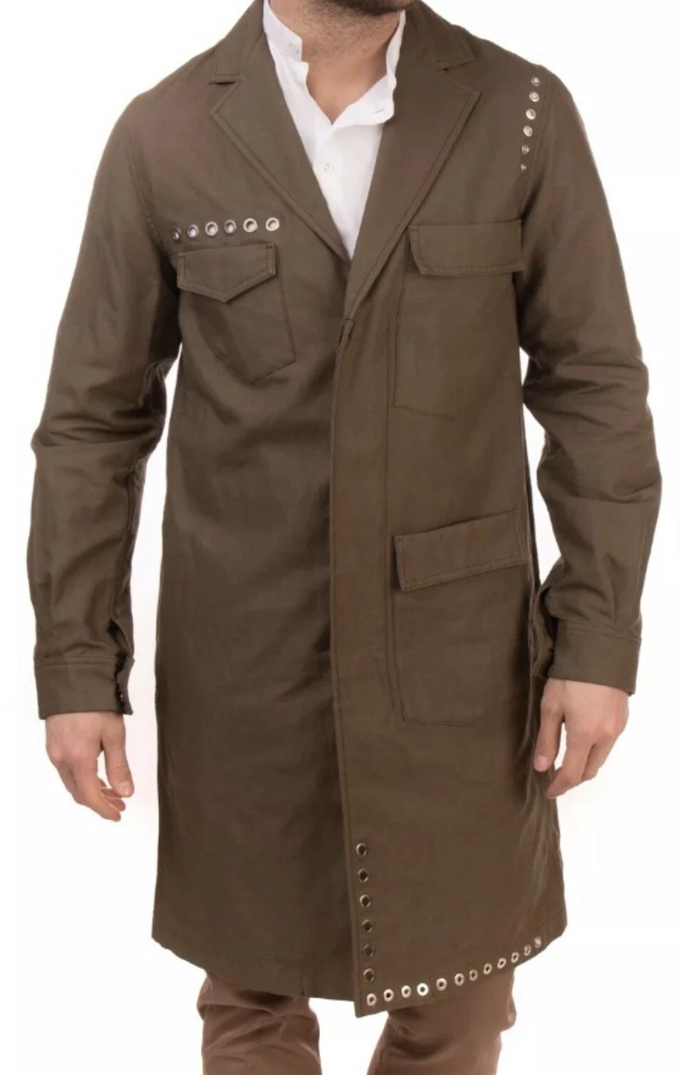 Nuovissimo cappotto parka uomo Acne Studios misto cotone e lino taglia 48 (M)