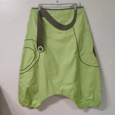 Coline Sarouel Harem Pants Size XL Green Women's Unisex Drop Crotch Baggy 5372