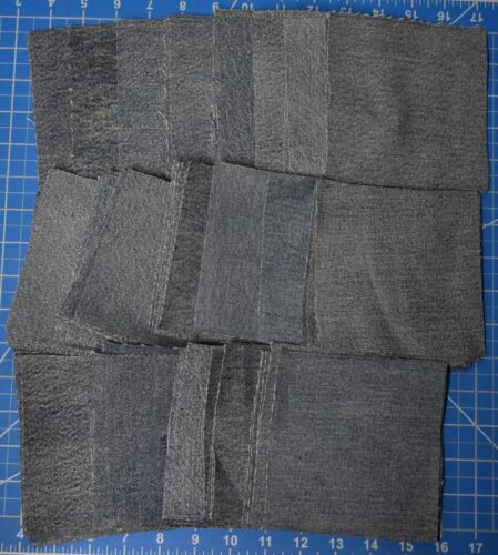 100 - 5" charm Squares rotary cut cotton BLUE denim UPCYCLED JEANS lot - Picture 2 of 2