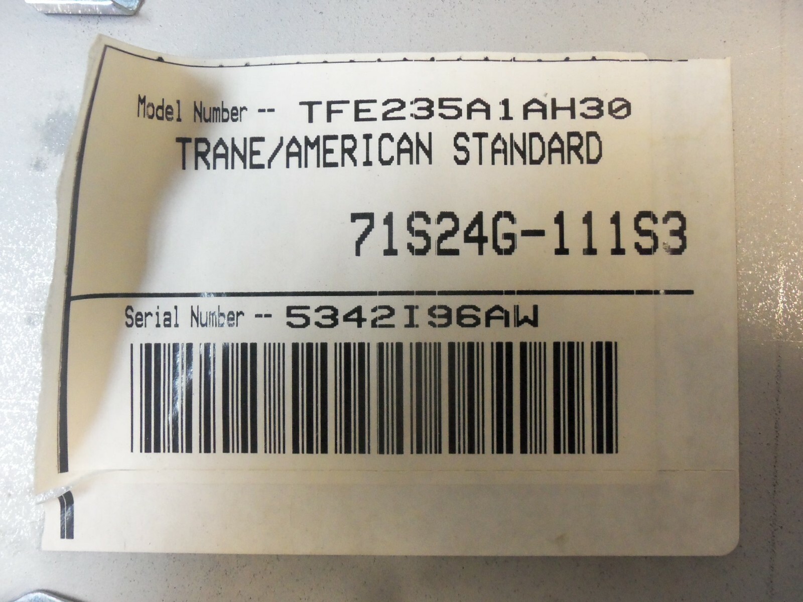 TRANE Perfect fit Dual TFE235A1AH30 71S24G111S3 eBay