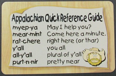 Appalachian Quick Reference Guide Common Terms Y'all Single Swap Playing Card 