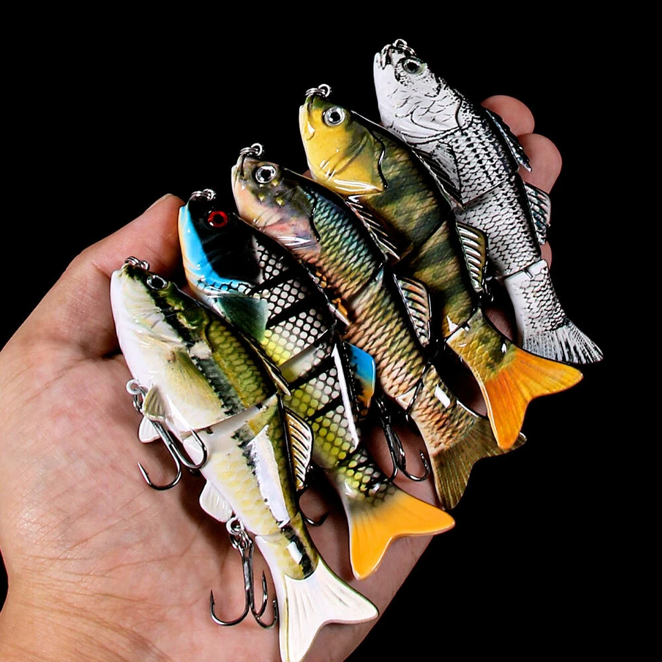 5Couleur 10CM 18G Leurre Poisson Nageur Swimbait Pêche Articulé Carnassier 6# - Photo 4/4