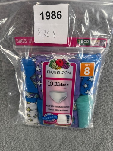Fruit Of The Loom Girls' Tag Free Bikini Underwear Kids 10 Pack Size 8, 10 - Picture 3 of 3