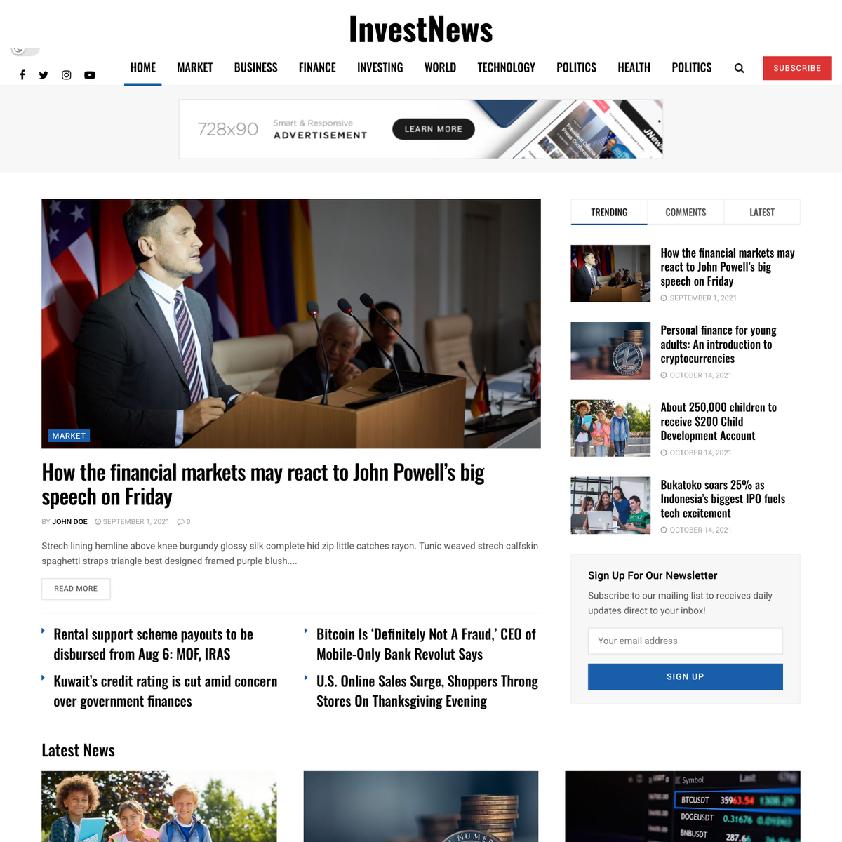 Investment Website Design with Free VPS Web Hosting and Installation