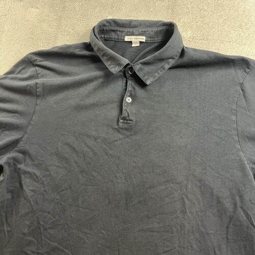 James Perse Polo Shirt Men's 3 (Large US) Black Short Sleeve Casual Cotton