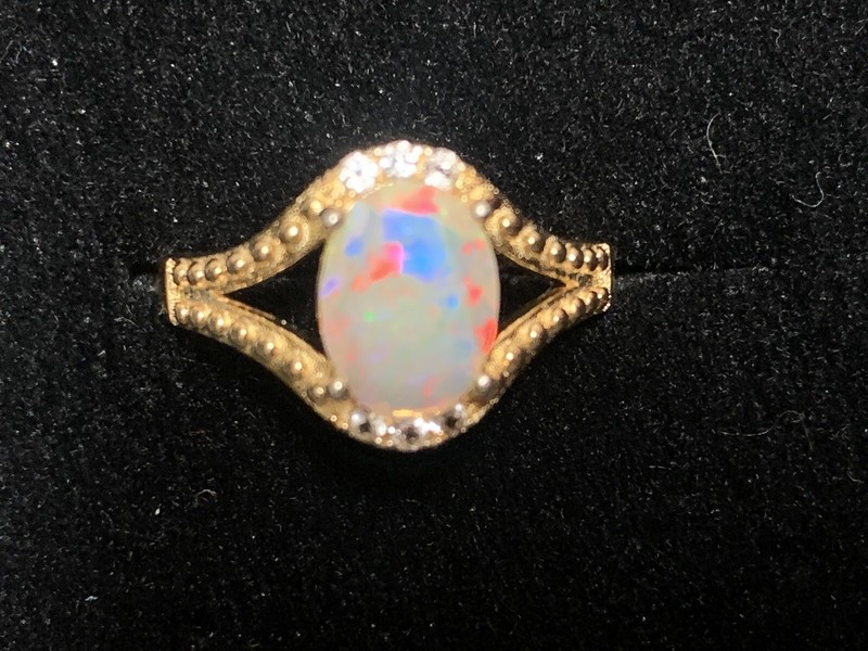 Beautiful Sterling Silver YG Plated Ethiopian Fire Opal Ring