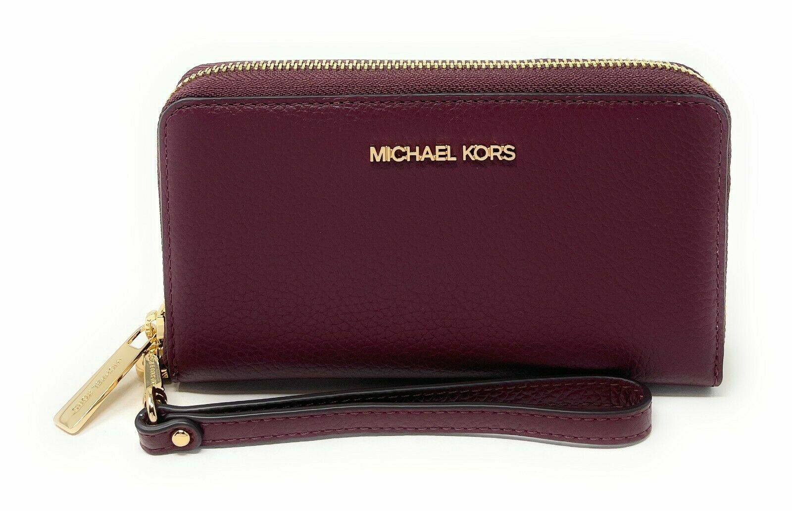 Michael Kors Jet Set Travel Phone Case Wallet Wristlet Merlot Leather / Gold FS 192877960065 eBay