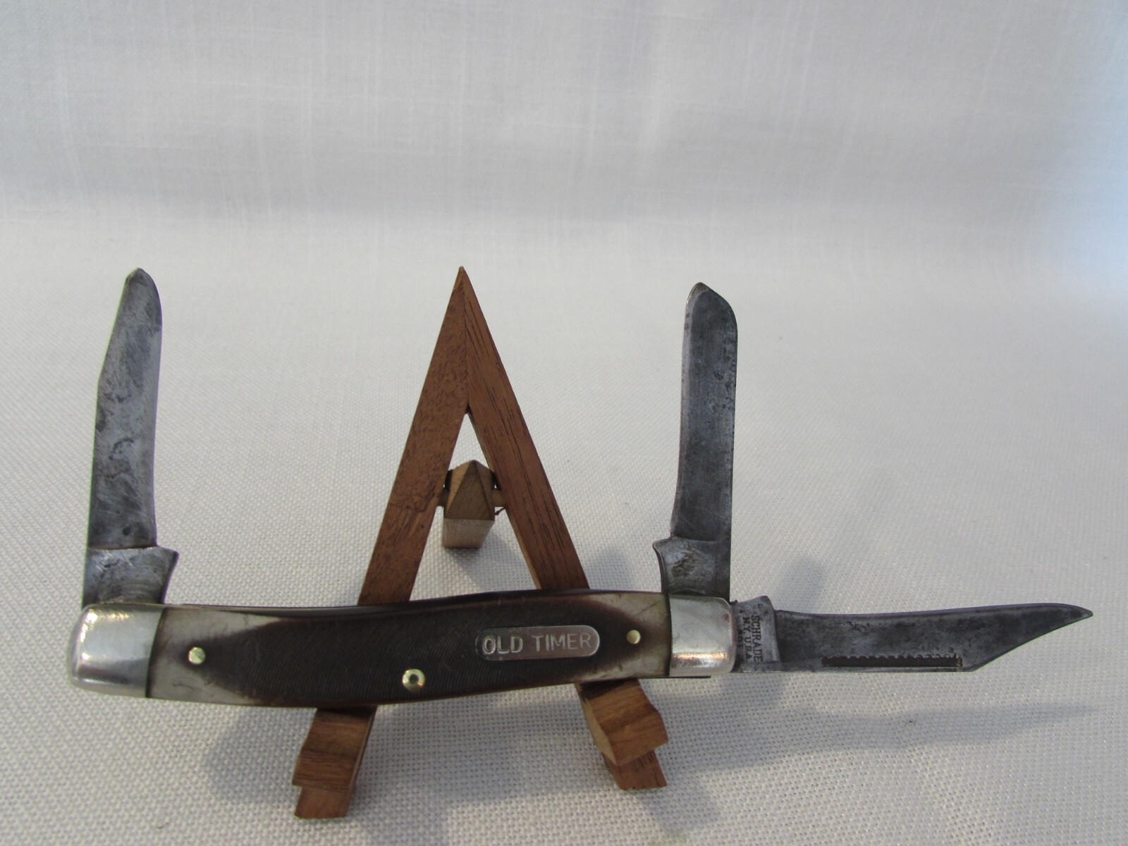 Vintage schrade usa old timer 80t 3 blade folding pocket knife saw cut