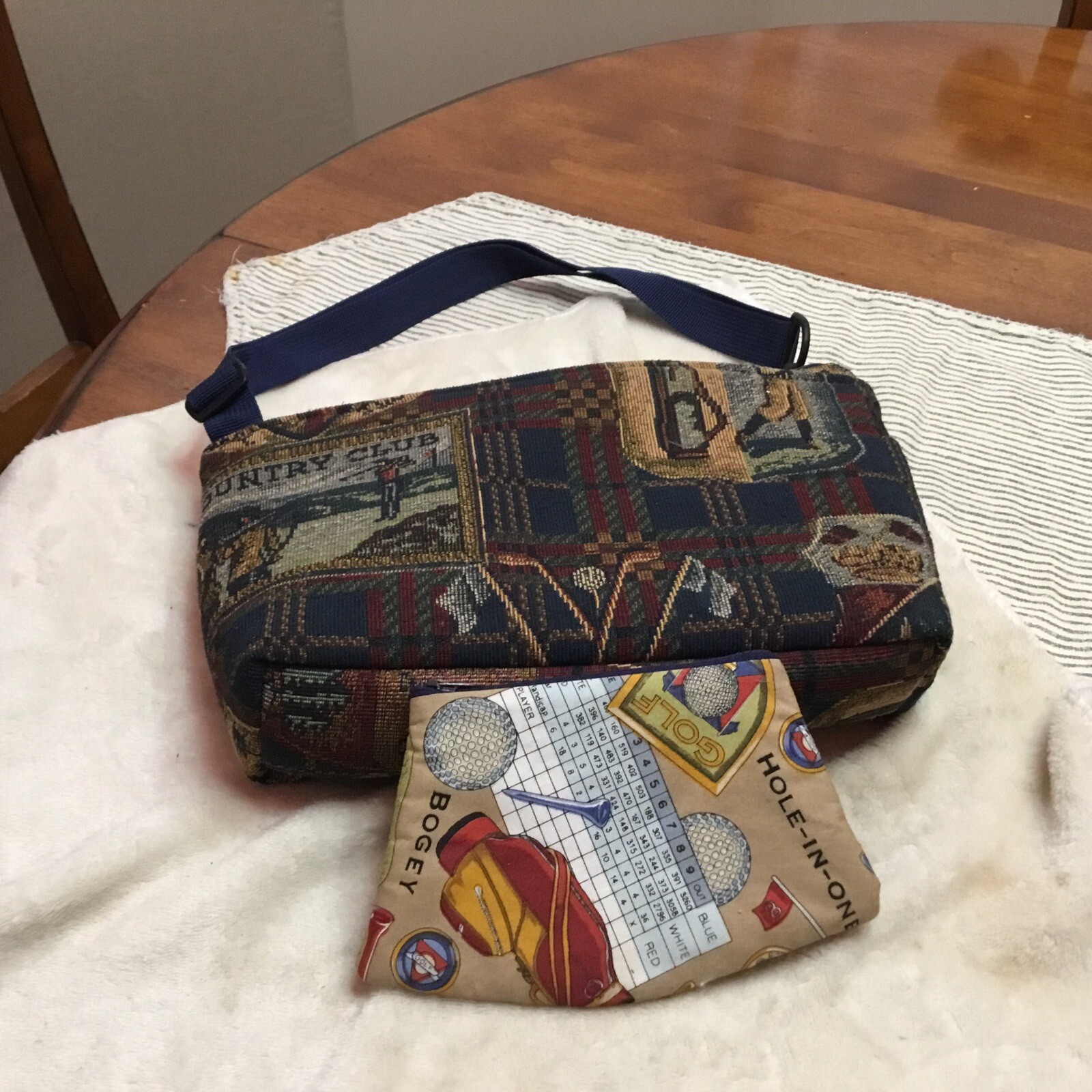Retro Vintage Golf Tapestry Lunch Cool Tote Bag 12x7 with Change Purse