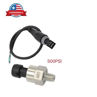 New 1/8''NPT Thread 500 PSI Pressure Transducer Sensor for Oil Fuel Water Air
