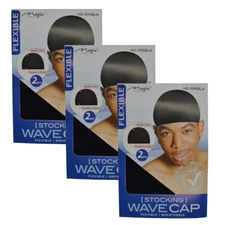 3 Packs (6 pcs) Magic Stocking "Black" Flexible Wave cap