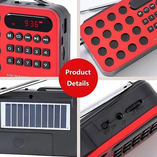 Portable Pocket FM Radio Outdoors Solar Charging Wireless Bluetooth Speakers TK - Picture 2 of 15