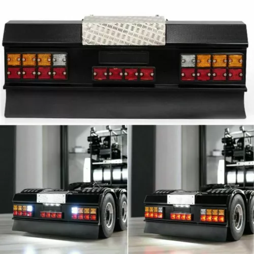 LED Square Signal Light Lamp Set & Rear Bumper for 1/14 Tamiya Man Scania RC Car