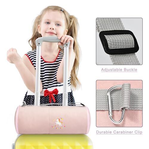 Manta y almohada de viaje para niños - Manta de avión rosa suave premium con ajuste... - Imagen 6 de 7