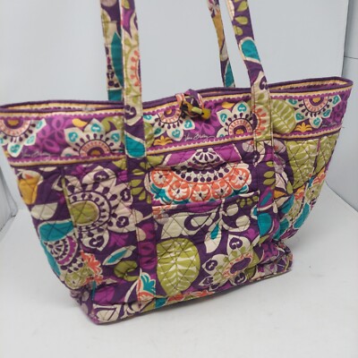 Vera Bradley Plum Crazy Toggle Tote Laptop Travel Shoulder Bag