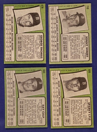 1971 Topps Boston Red Sox High Number SP Team Lot #649 660 678 710 Lyle EX-NM+ - Picture 2 of 2