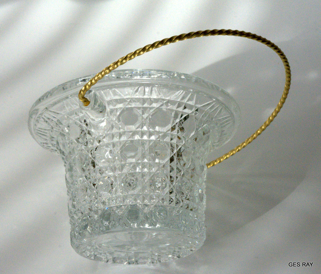 Vintage Fostoria Glass Avon Glass Basket with Gold Metal Handle eBay