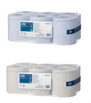 Tork Basic Paper 2ply Centre Feed White-Blue Wiping Towel Rolls FREE POSTAGE