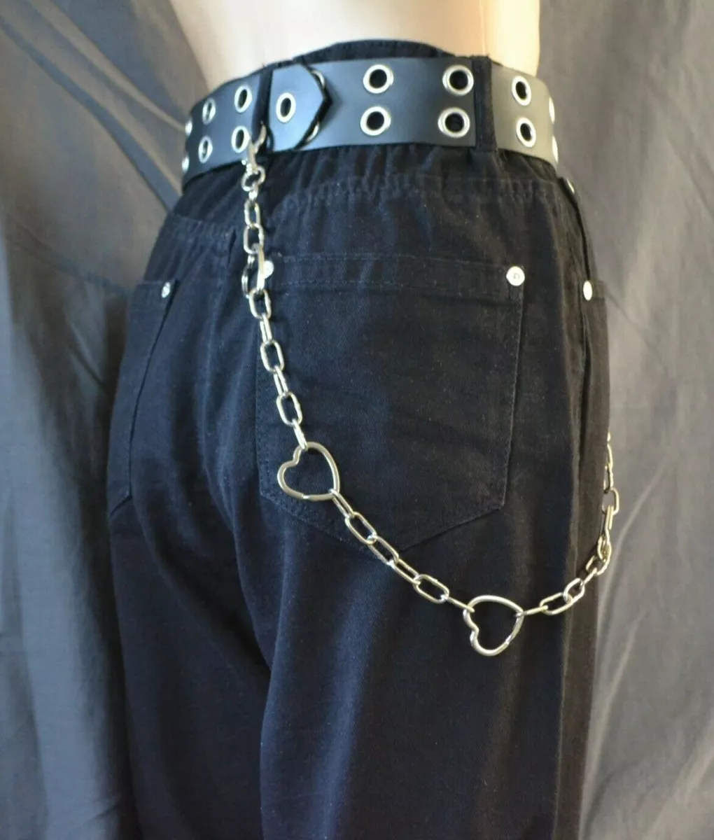 Heart rings Wallet chain, Belt chain, Jeans, grunge, goth, punk, denim 90's