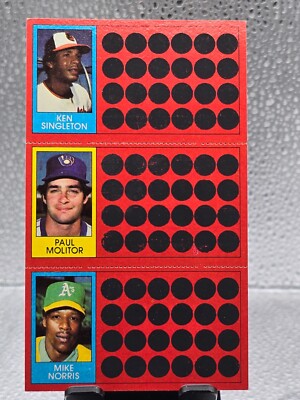 1981 Topps Scratch Off Ken Singleton Paul Molitor Mike Morris Full Panel!