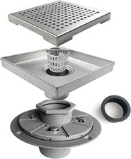 Neodrain 6" Brushed Finishing Square Shower Drain with Removable Grate SP-6-S04