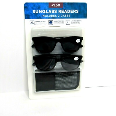 Eyewear Ltd 2 Pack Men's Invisible Seam Bifocal Sunglasses Readers +1.50 Sealed