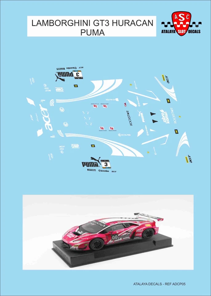 CALCAS LAMBORGHINI GT3 HURACAN PUMA DECALS