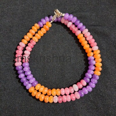 Rainbow Candy Smooth Rondelle Necklace | 6mm Natural Gemstone Beads | Dainty Col
