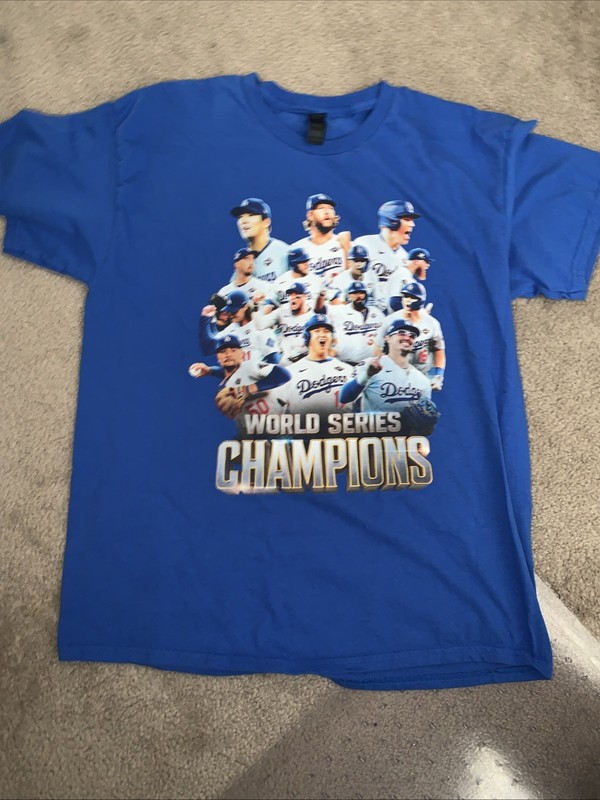 Gildan Heavy Cotton T-Shirt Style Dodgers Worlds Series Blue Mens Large