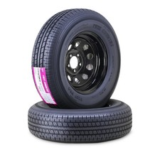 2 Free Country Trailer Tire Rim ST215/75R14 8-Ply D 107M 5 Lug x4.5" Black Mod