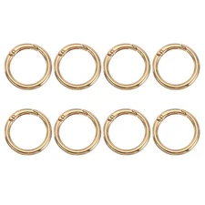 Spring O Rings, 8Pcs 1.3 Inch Metal Round Clips Keychain, Light Gold