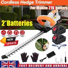 21V Brushless Cordless Electric Hedge Trimmer Garden Cutter with 2 Batteries