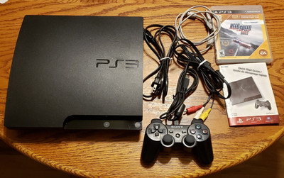 Sony PlayStation 3 Black, Instructions, Cables+ Need To Speed Game-Works Well