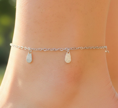 Elegant Silver Tone Teardrop Anklet Silver Plated Designer Anklet For Women