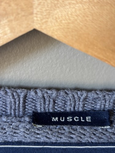 Camisa Suéter Abercrombie & Fitch Para Hombre Y2K Gris Ajuste Muscular Tejido Acanalado Cuello en V - Imagen 4 de 8