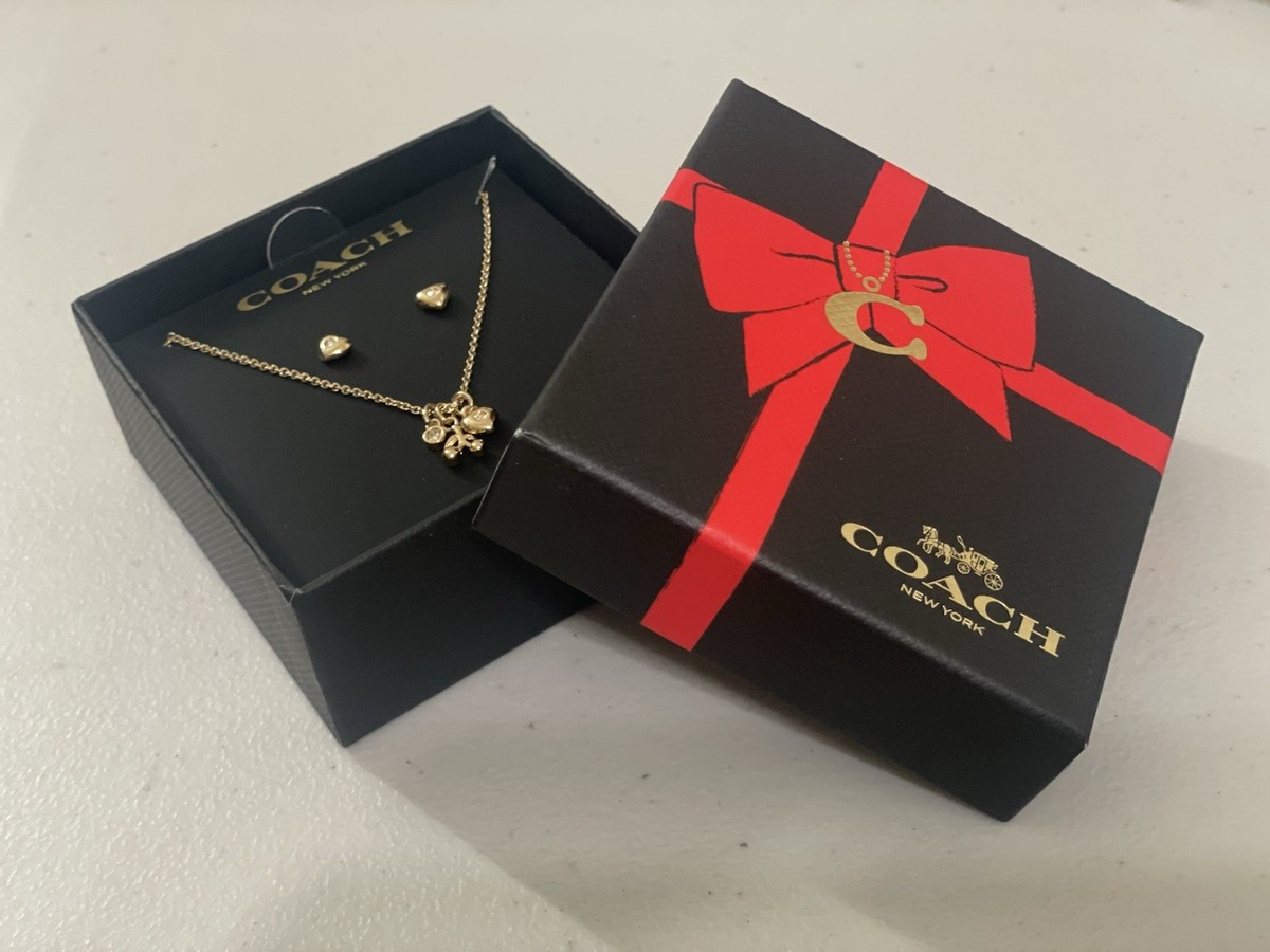 Coach Holiday Gift Cherry And Heart Earrings And Necklace Set