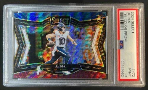 2024 Select Bo Nix Field Tri-Color Prizm RC #/99 Broncos PSA 9