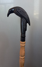 Victorian Raven Crow Handle Walking Stick   Classic Wooden Cane Gift