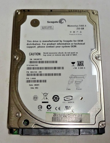 SEAGATE ***ST9250827AS ***250 GB *** SATA HDD Notebook 2,5 Zoll #NFP1365