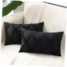 Spring Throw Pillow Covers 12x20 Inch Set of 2, 20" x 12" Pack of 2 Black