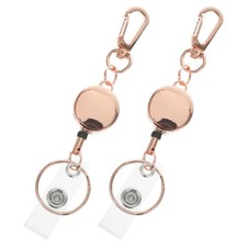 2 Pcs Retractable Keychain Heavy-duty Keychains Keyrings Badge Alloy
