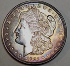 1921 Morgan Silver Dollar~ Toned Cond/Fine Details~ Tactile Reeded Edge!