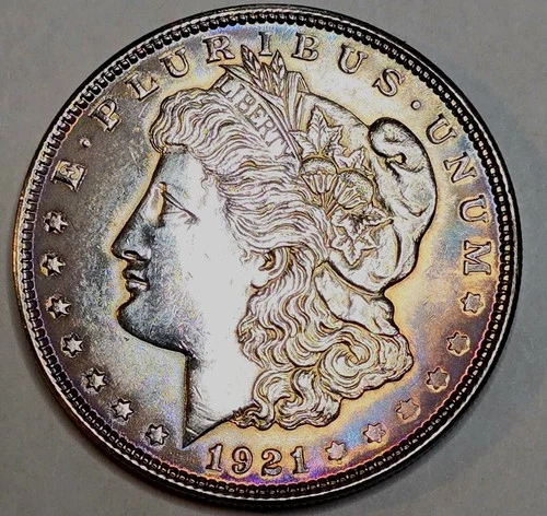 1921 Morgan Silver Dollar~ Toned Cond/Fine Details~ Tactile Reeded Edge!